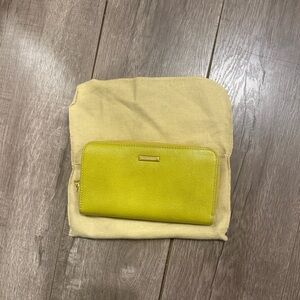 Burberry Chartreuse Wallet with Gold Zip